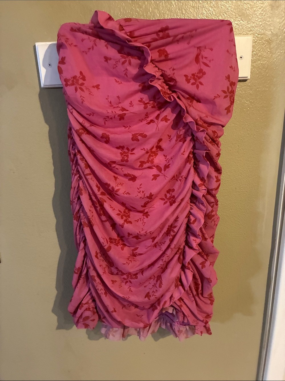 wild fable Pink Floral Ruffle Ruched Swim Coverup